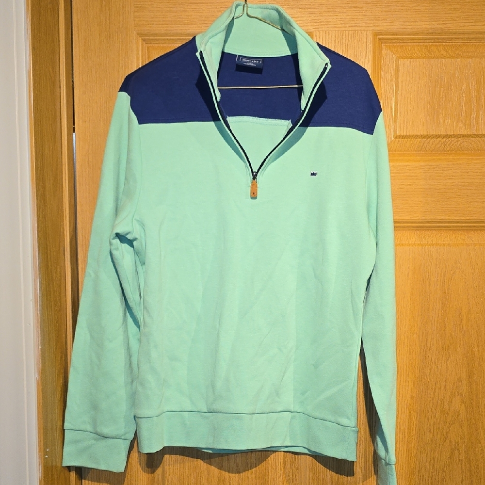 crown & ivy Mint Green Quarter-Zip with Navy Yoke